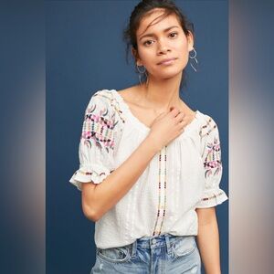 Anthropologie Embroidered Blouse